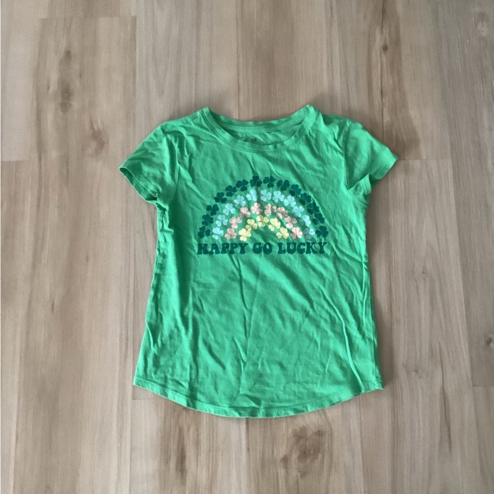 GAP Green Short Sleeve Tee with Rainbow Design